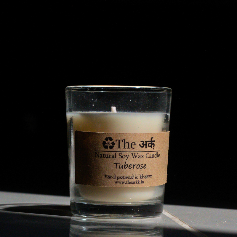 Tuberose scented shot glass candle
