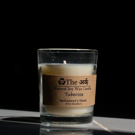 Tuberose scented shot glass candle